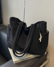 SOPHIE | RIBBED TOTE BAG WITH DRAWSTRING DETAIL