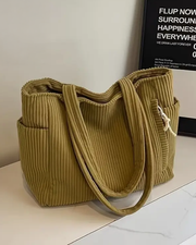 SOPHIE | RIBBED TOTE BAG WITH DRAWSTRING DETAIL