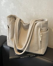 SOPHIE | RIBBED TOTE BAG WITH DRAWSTRING DETAIL
