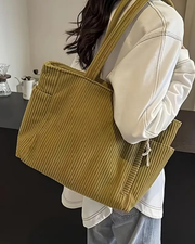 SOPHIE | RIBBED TOTE BAG WITH DRAWSTRING DETAIL