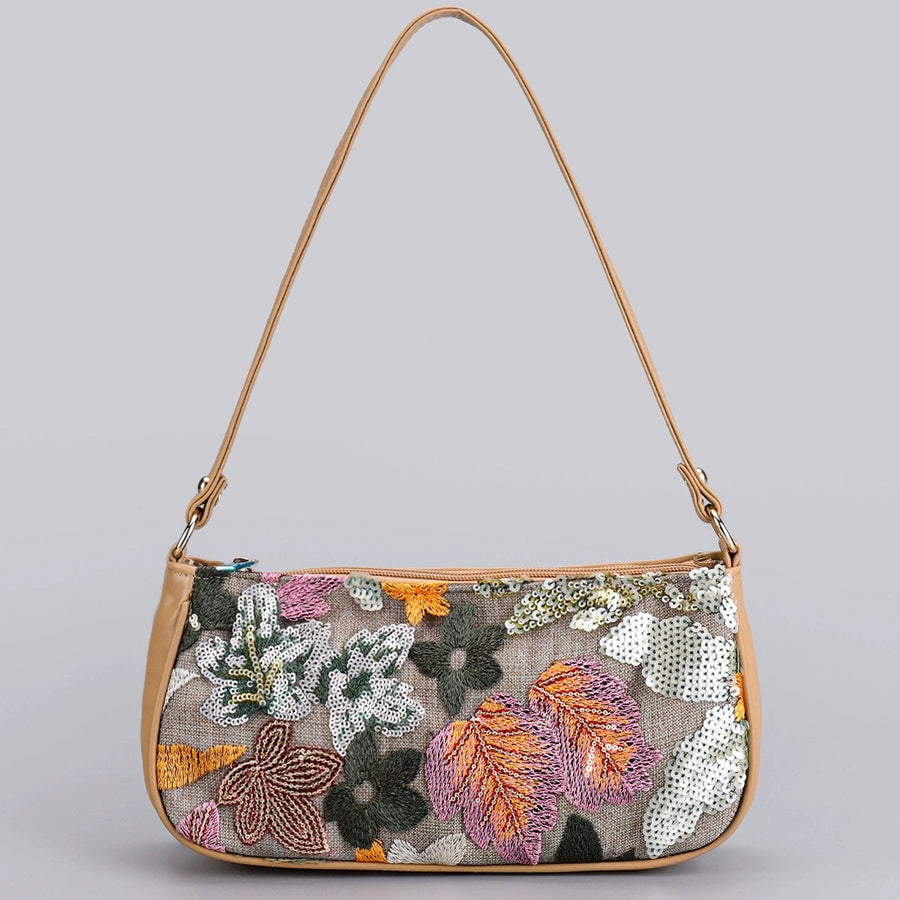 AUTUMNMEADOW | FLORAL SEQUIN SHOULDER BAG