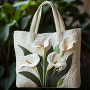 Quilted White Calla Lily Handbag