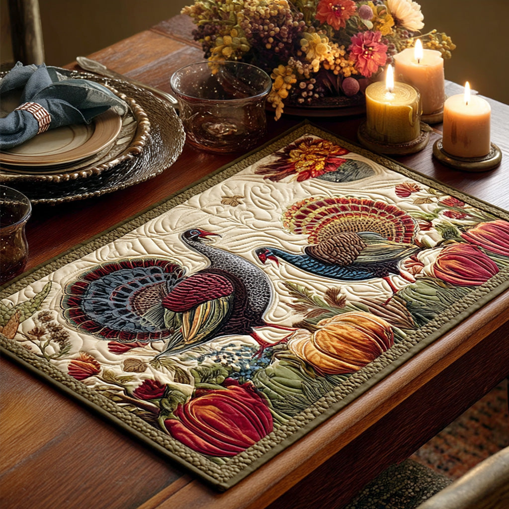 HARVESTTURKEY | AUTUMN THANKSGIVING TURKEY QUILTED PLACEMAT
