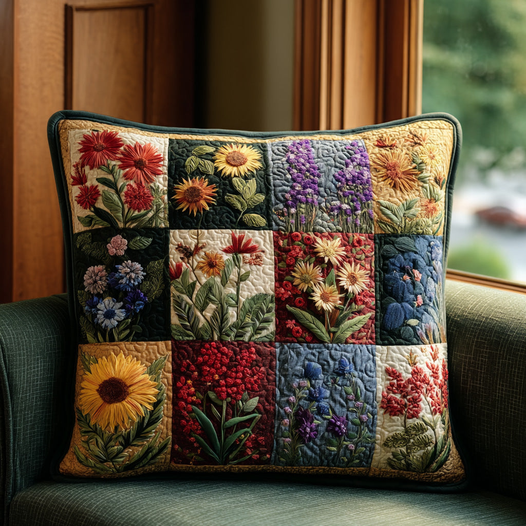 BLOOMPATCH | VINTAGE FLORAL PATCHWORK QUILTED CUSHION COVER