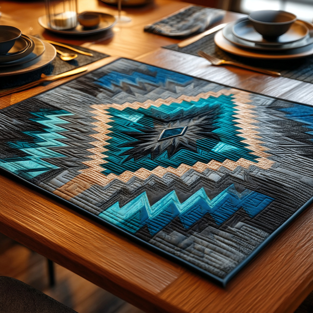 AZUREWEAVE | GEOMETRIC SOUTHWEST QUILTED PLACEMAT