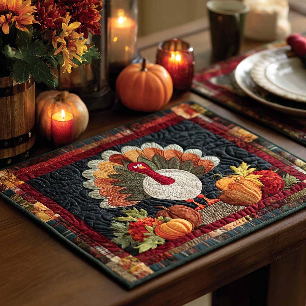 HARVESTGOBBLE | THANKSGIVING TURKEY QUILTED PLACEMAT