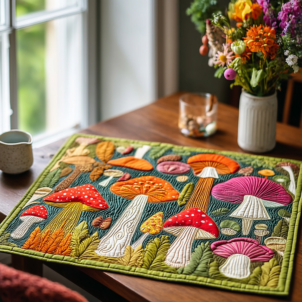 MUSHROOMMEADOW | VINTAGE FOREST MUSHROOM QUILTED PLACEMAT