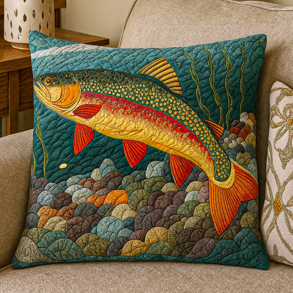 RIVERGLINT | COLOURFUL TROUT QUILTED CUSHION COVER