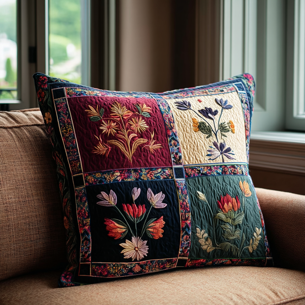 CHELSEA | VINTAGE FLORAL PATCHWORK QUILTED CUSHION COVER