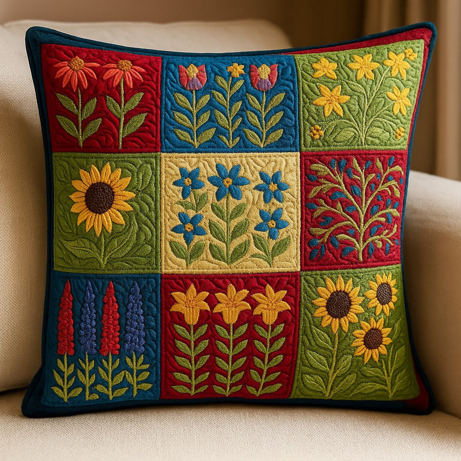 GARDENPATCH | COLOURFUL FLORAL QUILTED CUSHION COVER
