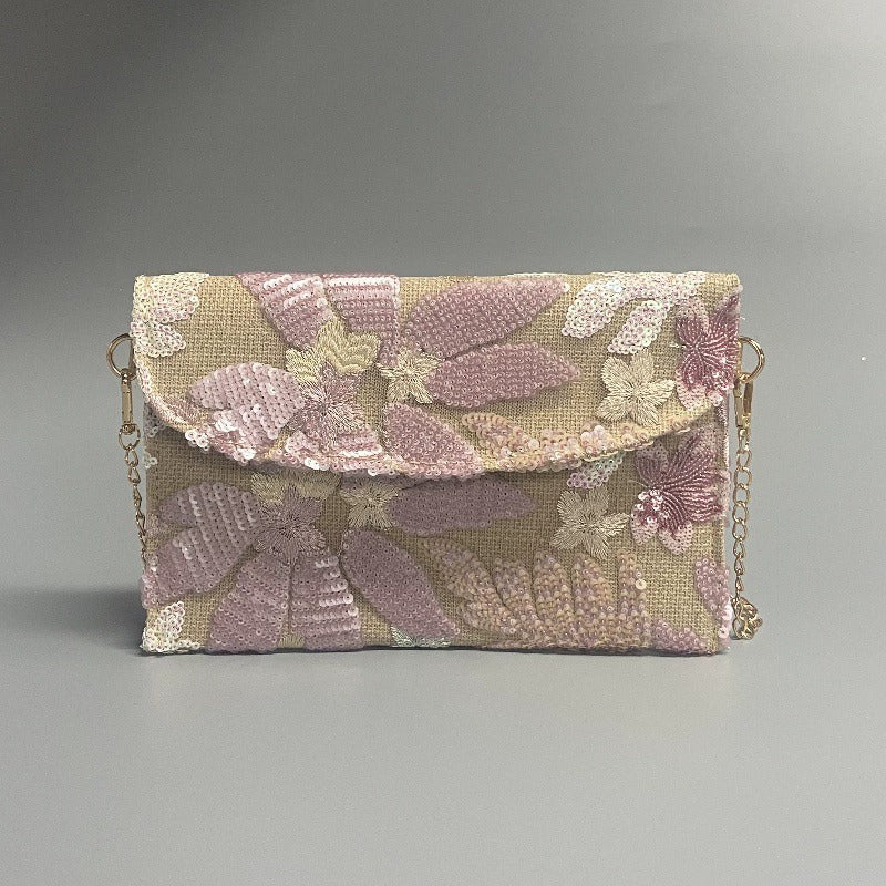 ELOISE | FLORAL SEQUIN CLUTCH CROSSBODY BAG