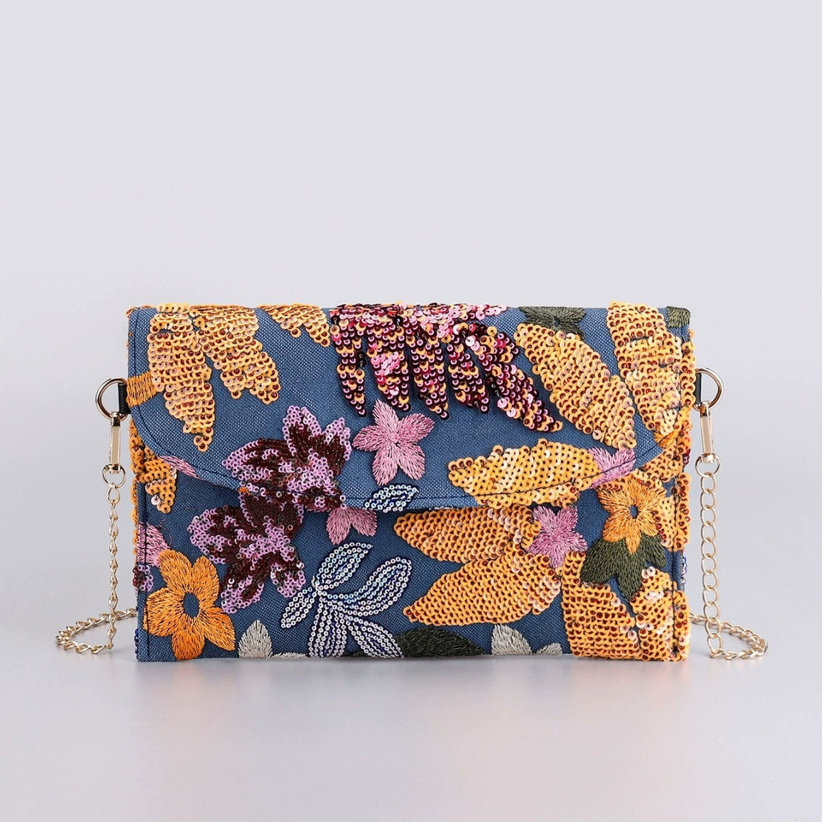 OPHELIA | AUTUMN FLORAL SEQUIN CLUTCH CROSSBODY BAG